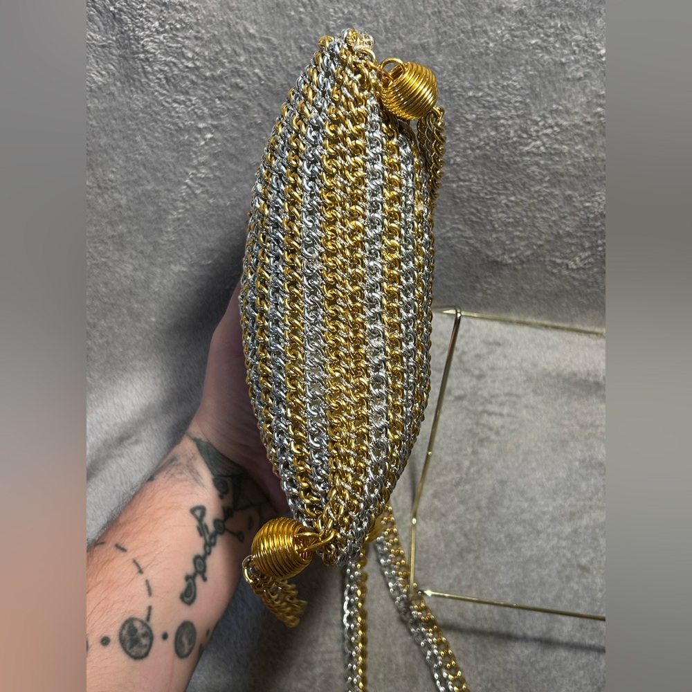 Rare 1960s Delill Silver & Gold Chain Tassel Bag - Picture 7 of 9